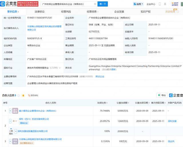 保利发展等在广州新设合伙企业,含非居住房地产租赁业务