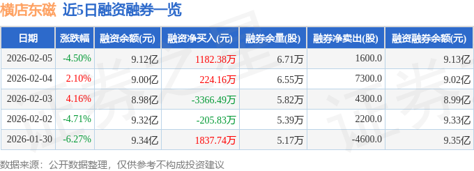 横店东磁(002056)2月5日主力资金净卖出6124.27万元